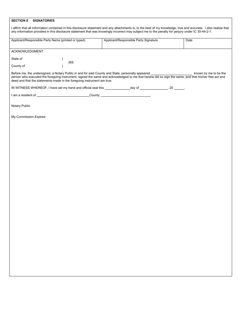 State Form 50400 Good Character Disclosure Statement - Indiana, Page 4