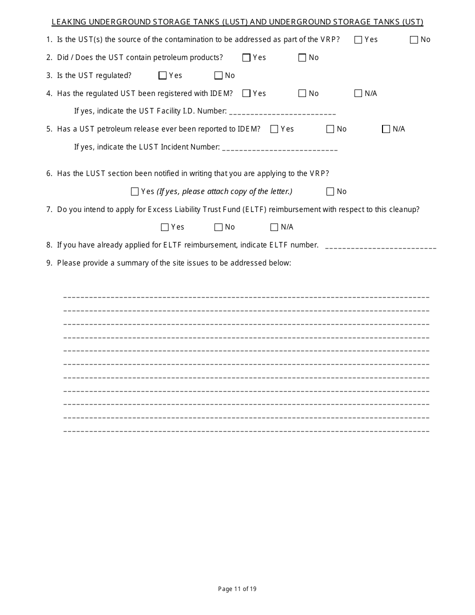 State Form 47271 Voluntary Remediation Program Application - Indiana, Page 11