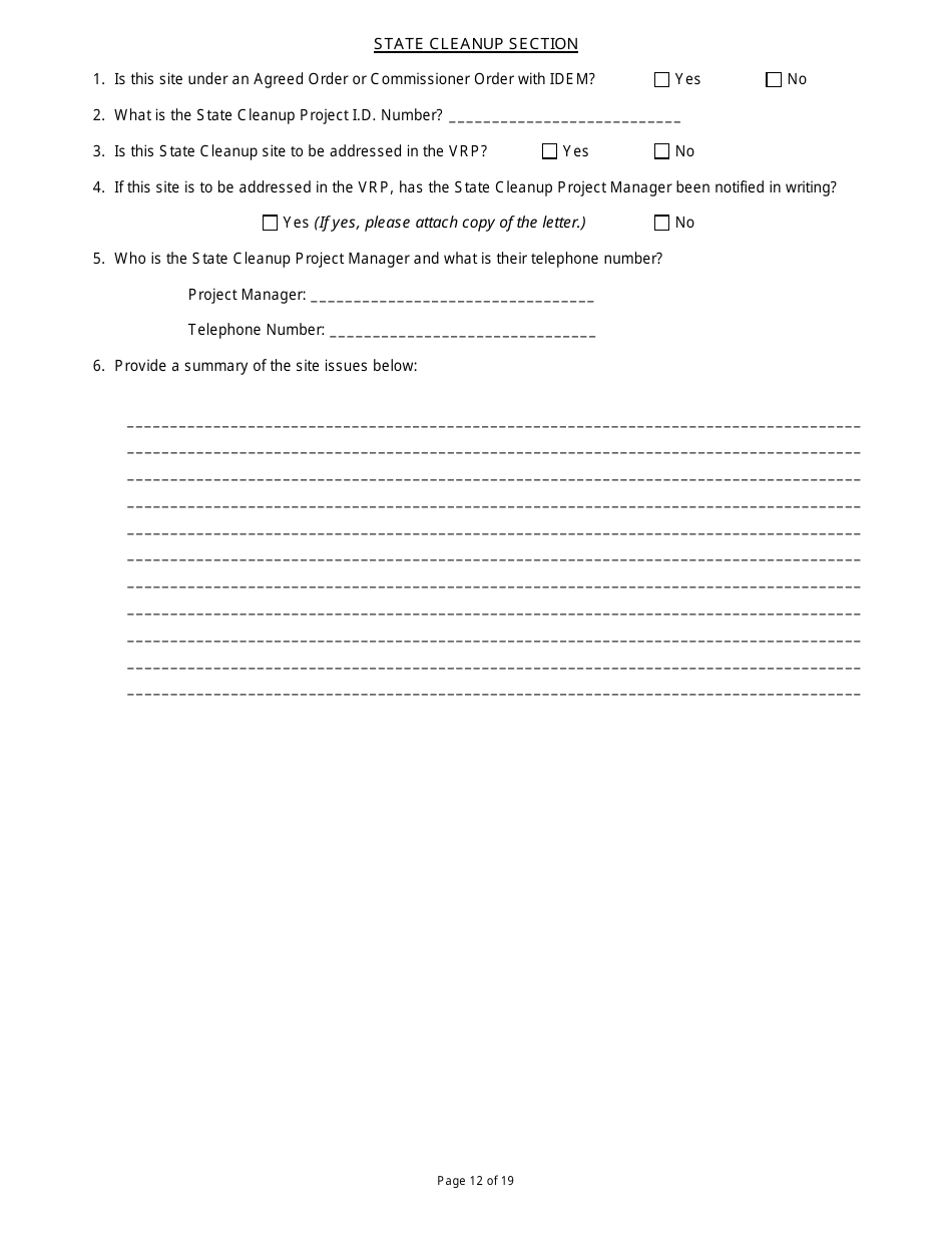 State Form 47271 Voluntary Remediation Program Application - Indiana, Page 12