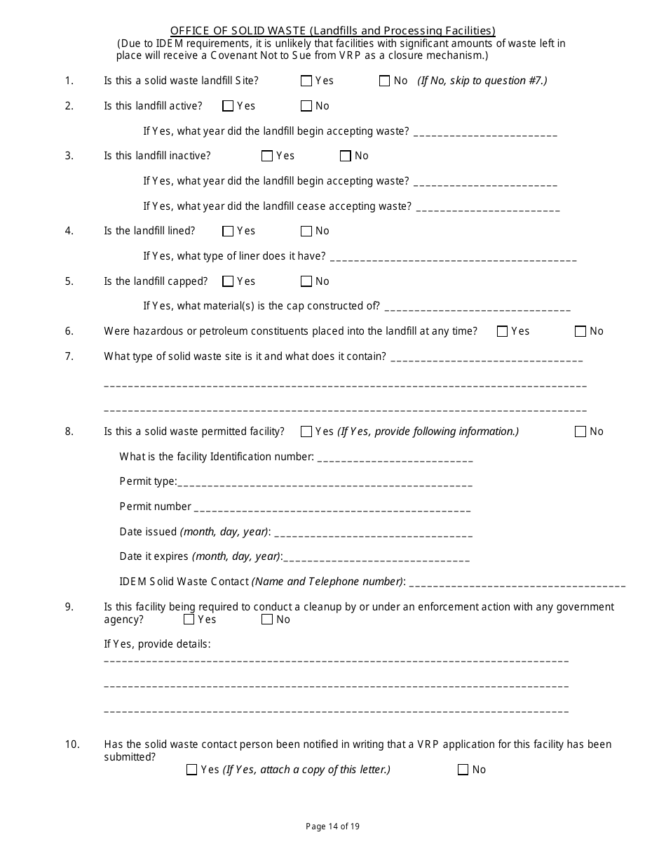 State Form 47271 Voluntary Remediation Program Application - Indiana, Page 14
