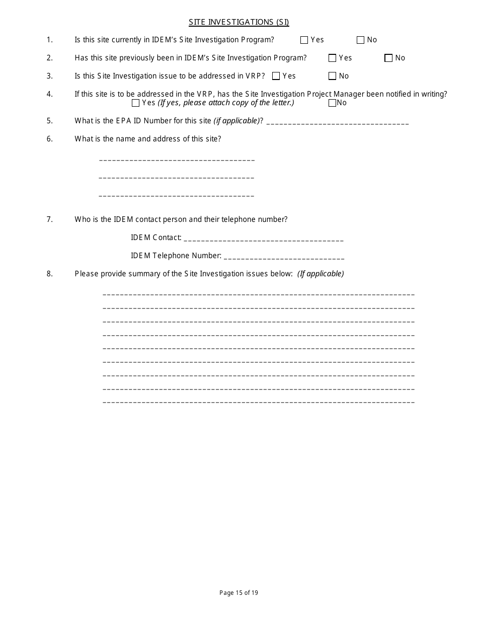 State Form 47271 Voluntary Remediation Program Application - Indiana, Page 15