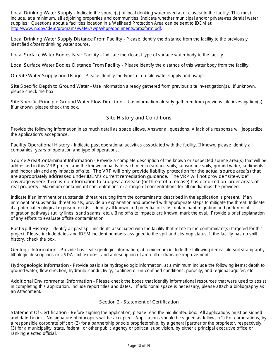 State Form 47271 Voluntary Remediation Program Application - Indiana, Page 18