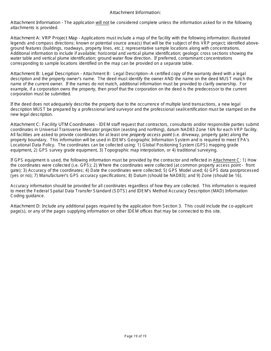 State Form 47271 Voluntary Remediation Program Application - Indiana, Page 19