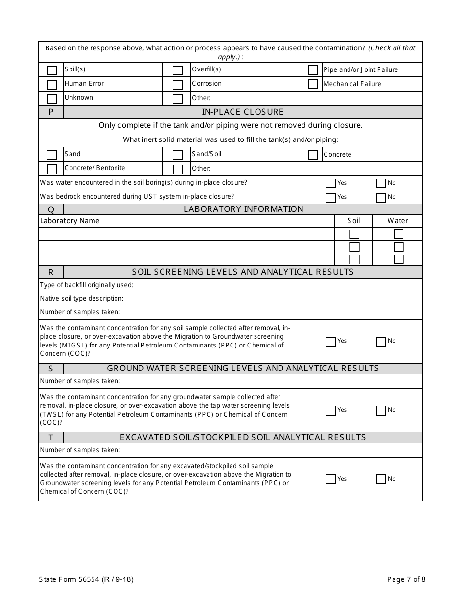 State Form 56554 Underground Storage Tank Closure Report - Indiana, Page 7