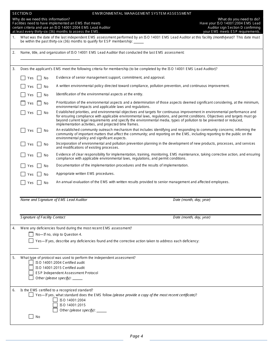 State Form 52772 Indiana Environmental Stewardship Program Application - Indiana, Page 4