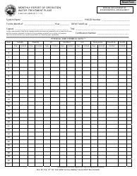 State Form 34609 Monthly Report of Operation Water Treatment Plant - Indiana