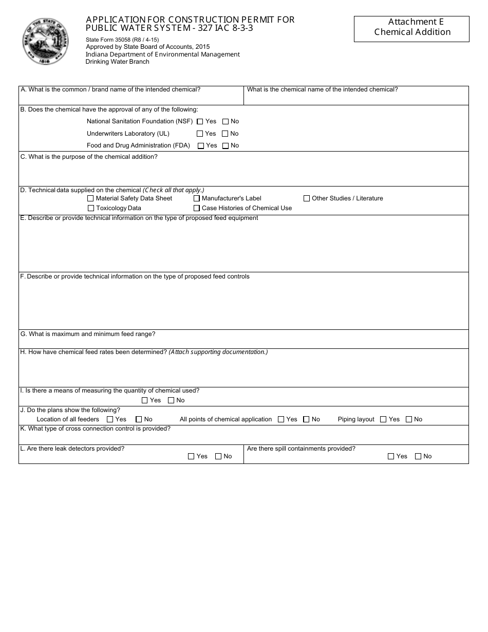 State Form 35058 Application for Construction Permit for Public Water System - 327 Iac 8-3-3 - Indiana, Page 11