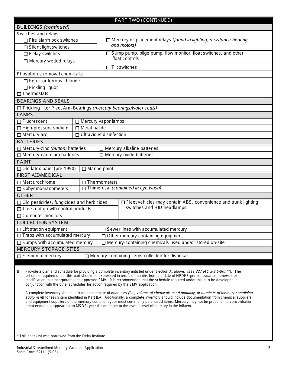 State Form 52111 Industrial Streamlined Mercury Variance (Smv) Application - Indiana, Page 3