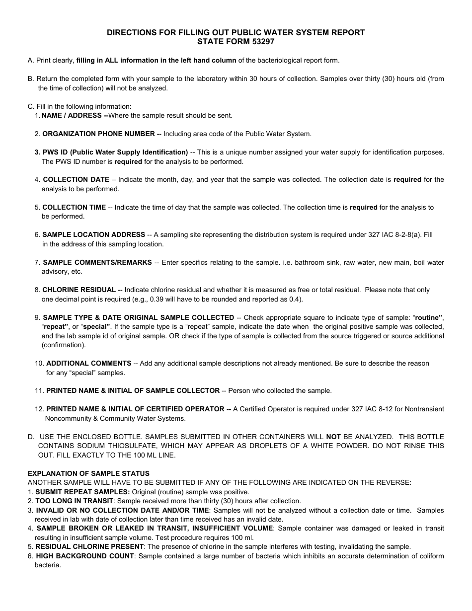 State Form 53297 Total Coliform / Groundwater Rule Reporting - Indiana, Page 2