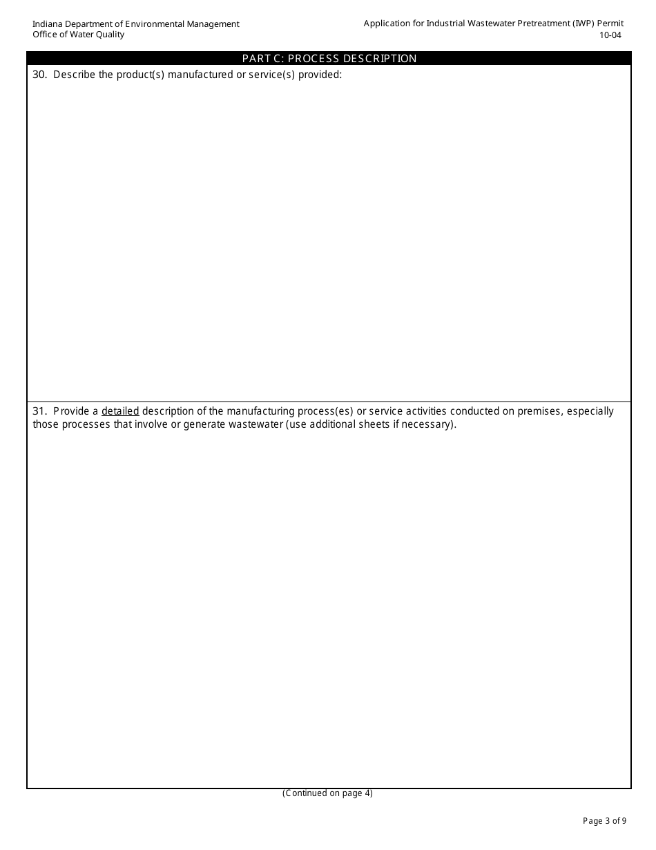 State Form 50271 Application for Industrial Wastewater Pretreatment (Iwp) Permit - Indiana, Page 3