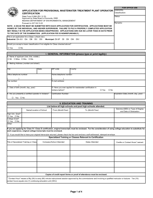 State Form 51494  Printable Pdf