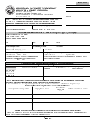 State Form 53785 Application for Wastewater Treatment Plant Apprentice to Request Certification - Indiana
