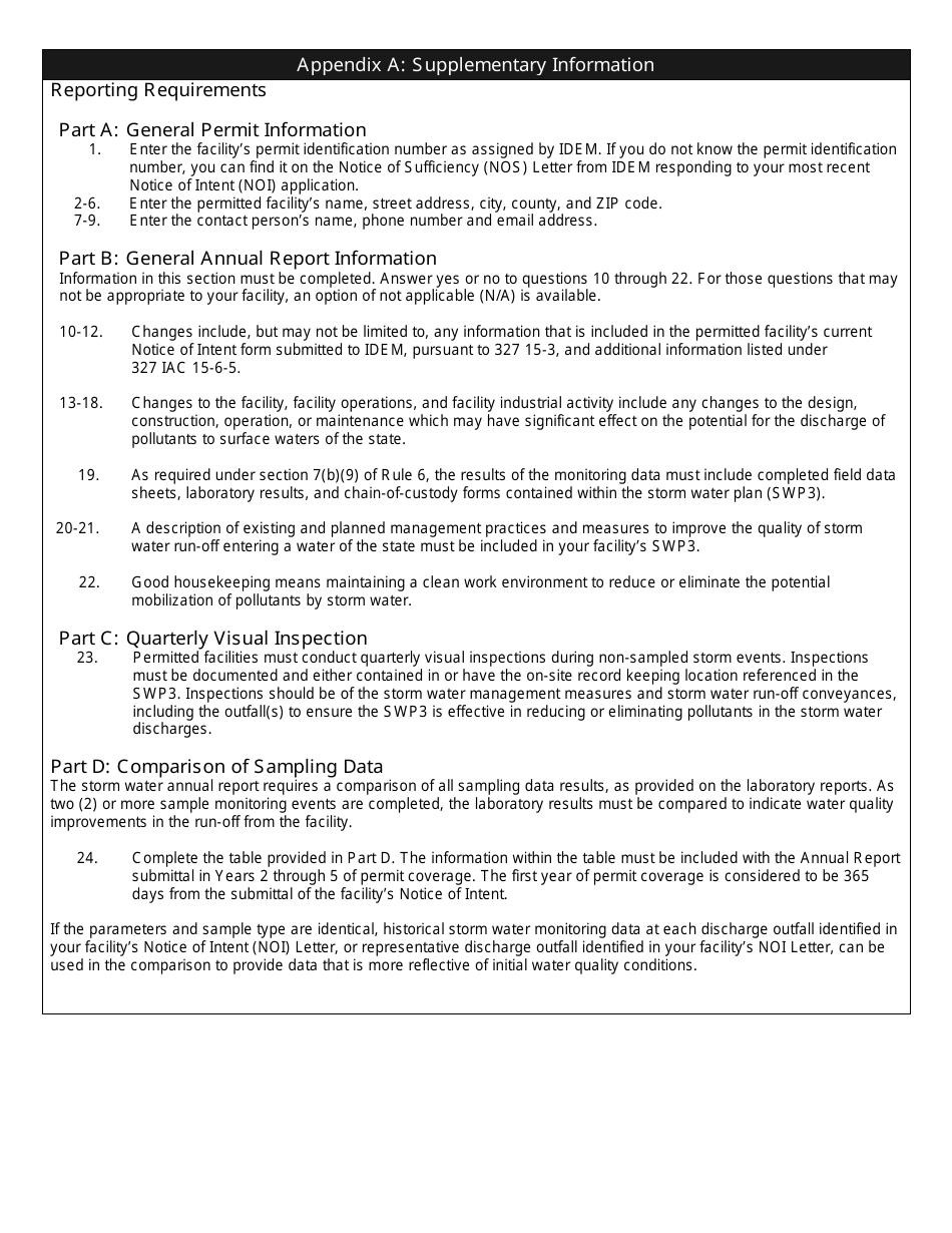 State Form 54185 Rule 6 Industrial Storm Water General Permit - Annual Report - Indiana, Page 3