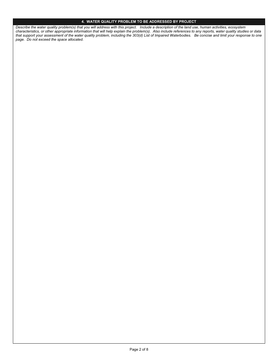 State Form 53970 Application for Section 205j Water Quality Planning Program Grant - Indiana, Page 2