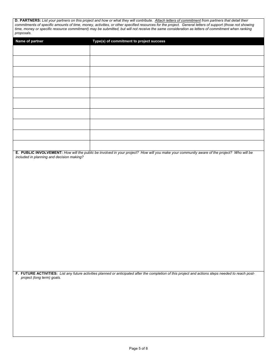 State Form 53970 Application for Section 205j Water Quality Planning Program Grant - Indiana, Page 5
