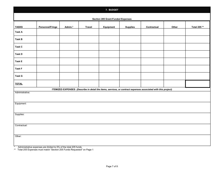 State Form 53970 Application for Section 205j Water Quality Planning Program Grant - Indiana, Page 7