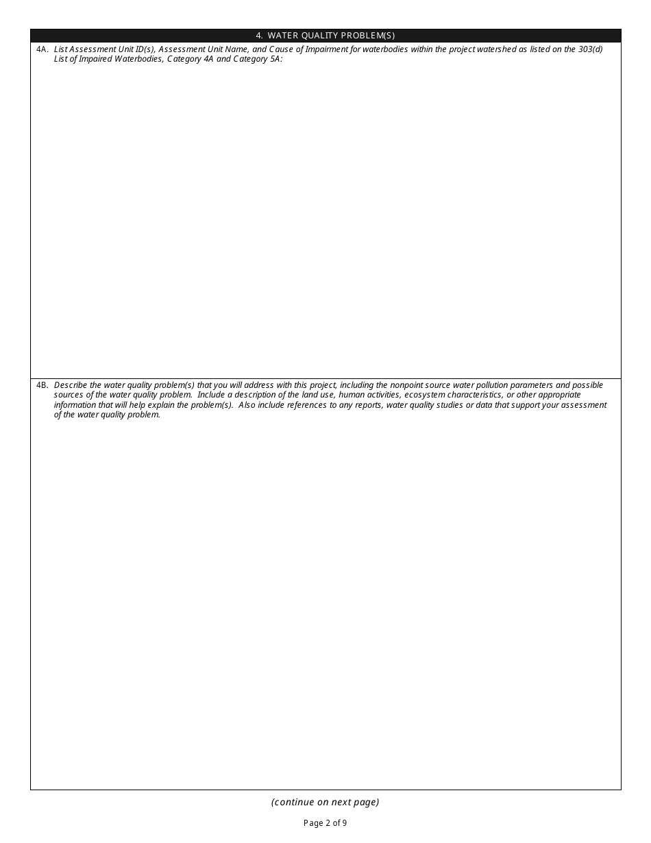 State Form 49367 Application for Section 319 Nonpoint Source Management Program Grant - Indiana, Page 2