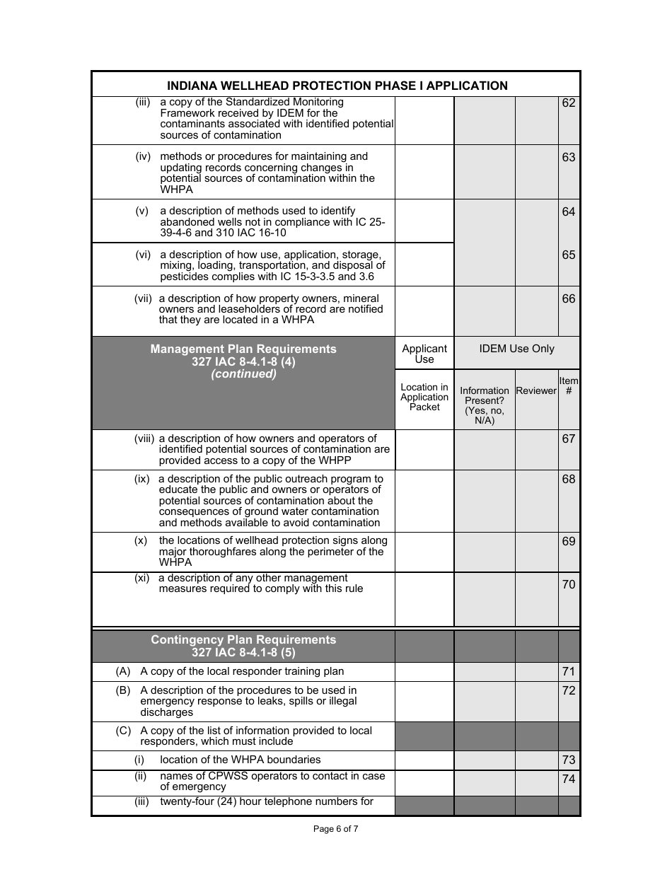 State Form 54189 Indiana Wellhead Protection Phase I Application - Indiana, Page 6