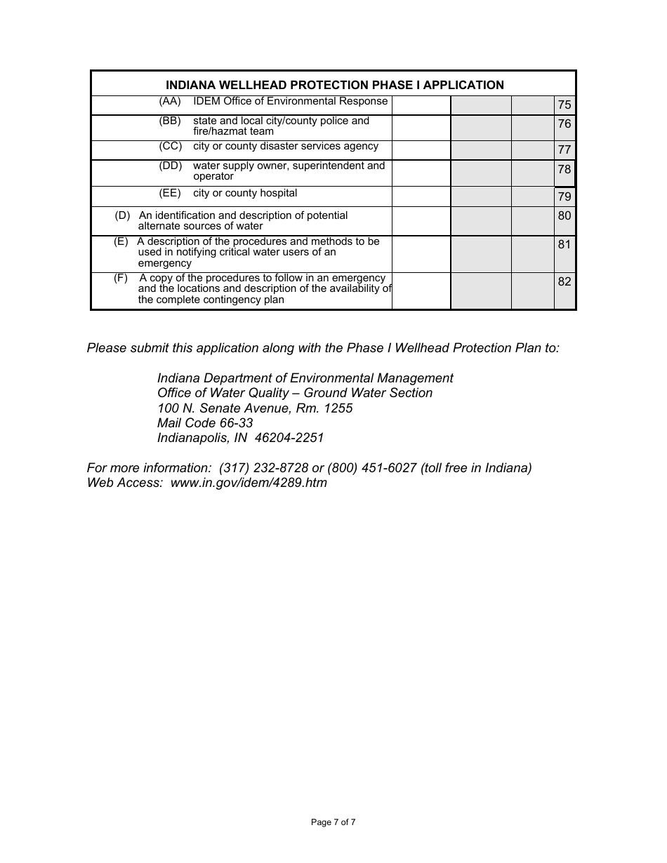 State Form 54189 Indiana Wellhead Protection Phase I Application - Indiana, Page 7
