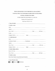 State Form 55639 National Pollutant Discharge Elimination System (Npdes) Permit Application Package 2e for Permit to Discharge Wastewater Proposed or Existing Nonprocess Wastewater Only Dischargers - Indiana, Page 27