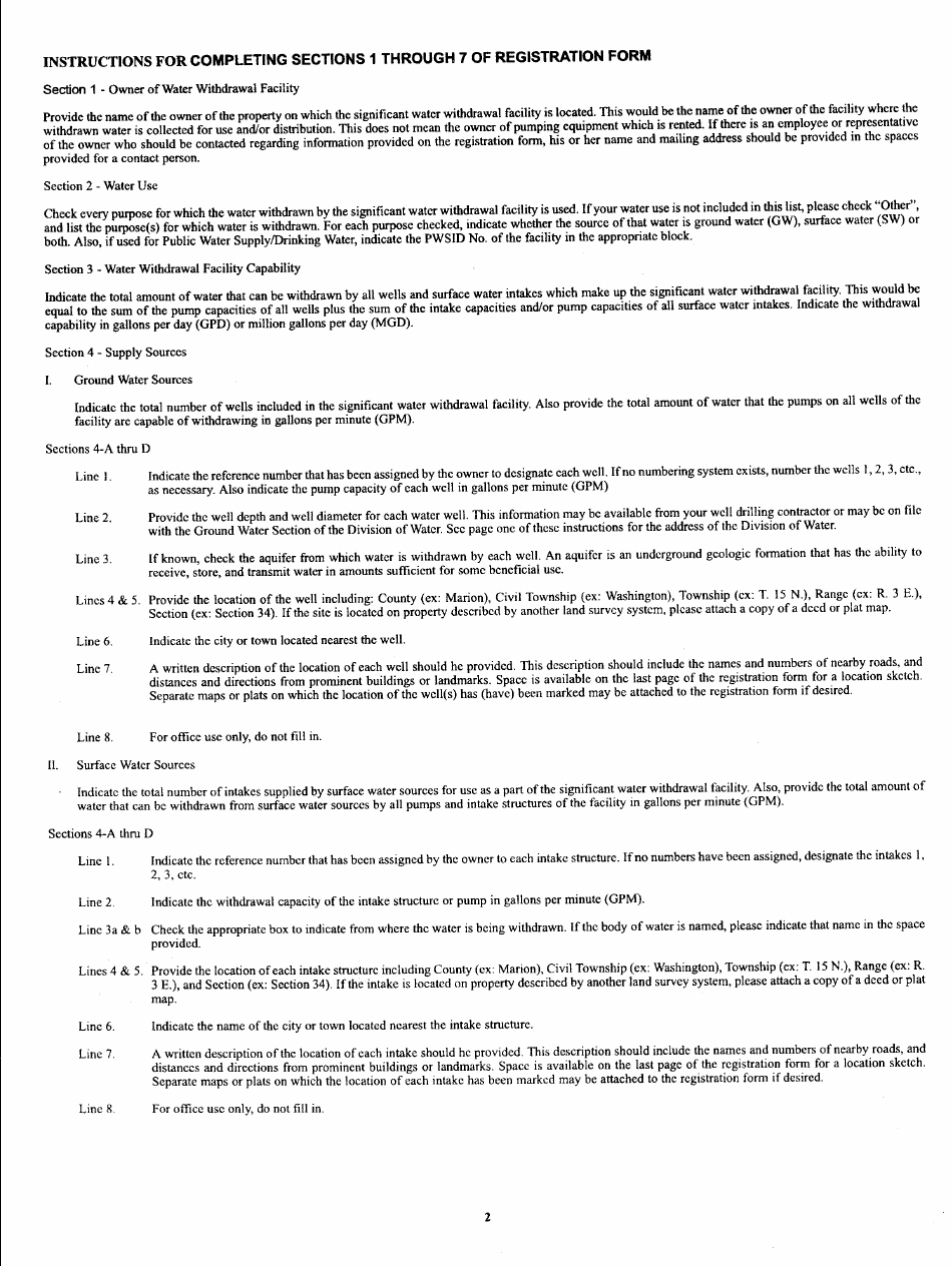 State Form 20094 Registration of a Significant Water Withdrawal Facility - Indiana, Page 2