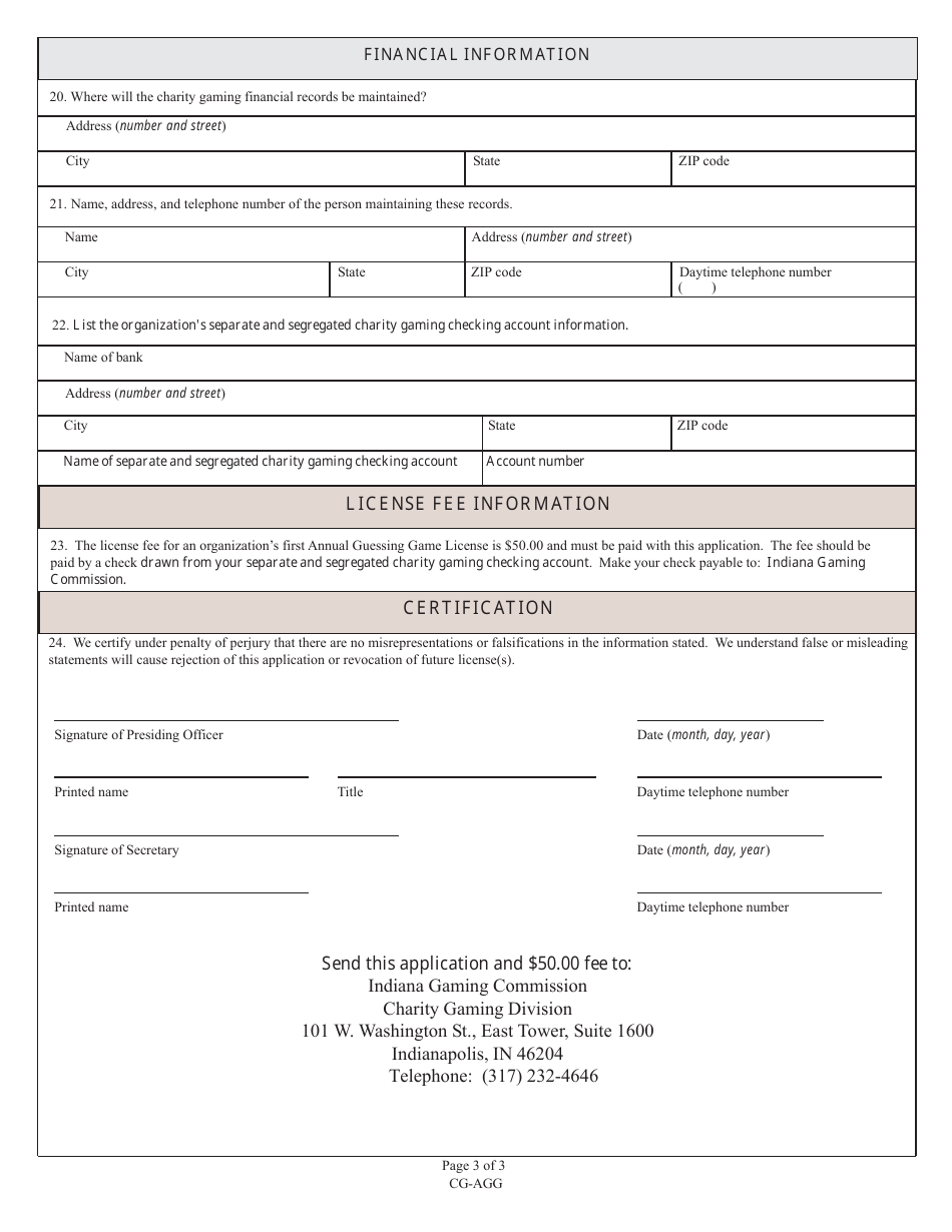 State Form 53660 (CG-AGG) Annual Guessing Game Application for First Time Applicants - Indiana, Page 3
