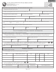 Document preview: State Form 45382 (CG-SB) Application for Special Bingo License - Indiana