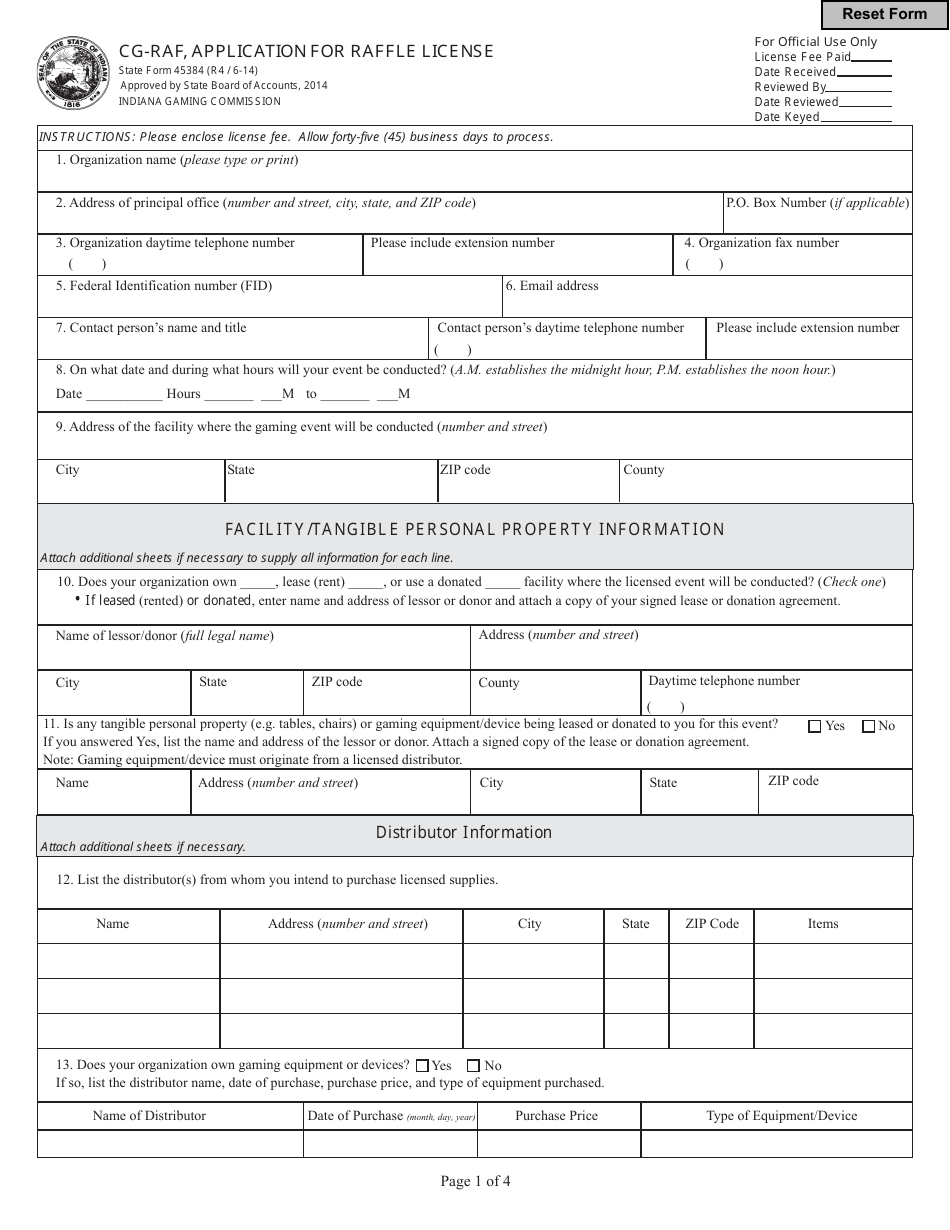 State Form 45384 (CG-RAF) - Fill Out, Sign Online and Download Fillable ...