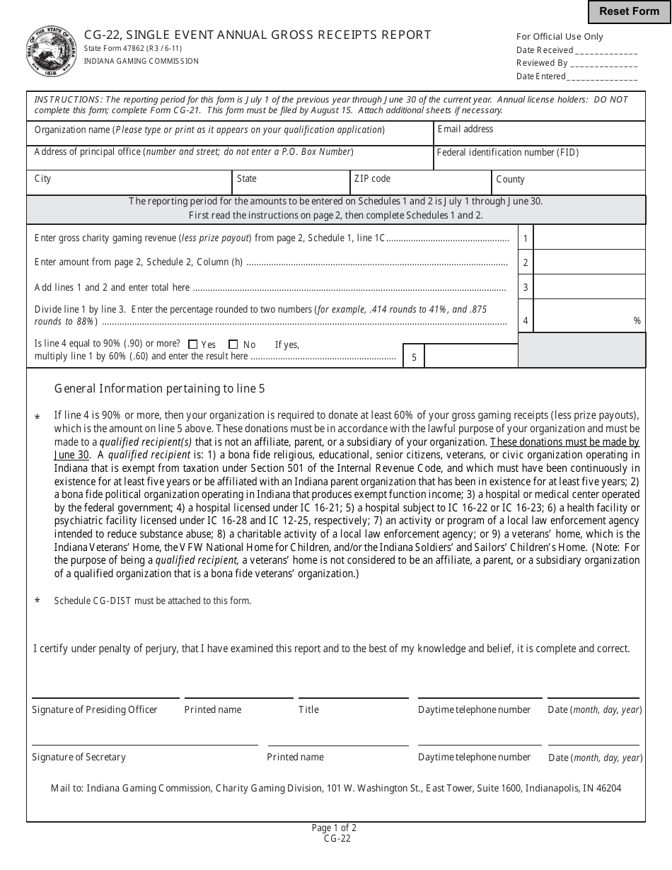 State Form 47862 (CG-22) - Fill Out, Sign Online and Download Fillable ...