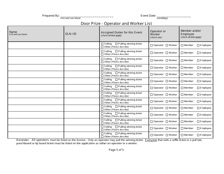 State Form 54738 Door Prize - Event Summary Report - Indiana, Page 5