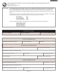 Document preview: State Form 13255 Application for Permit to Hold a Professional or Pro-Am Boxing Event - Indiana