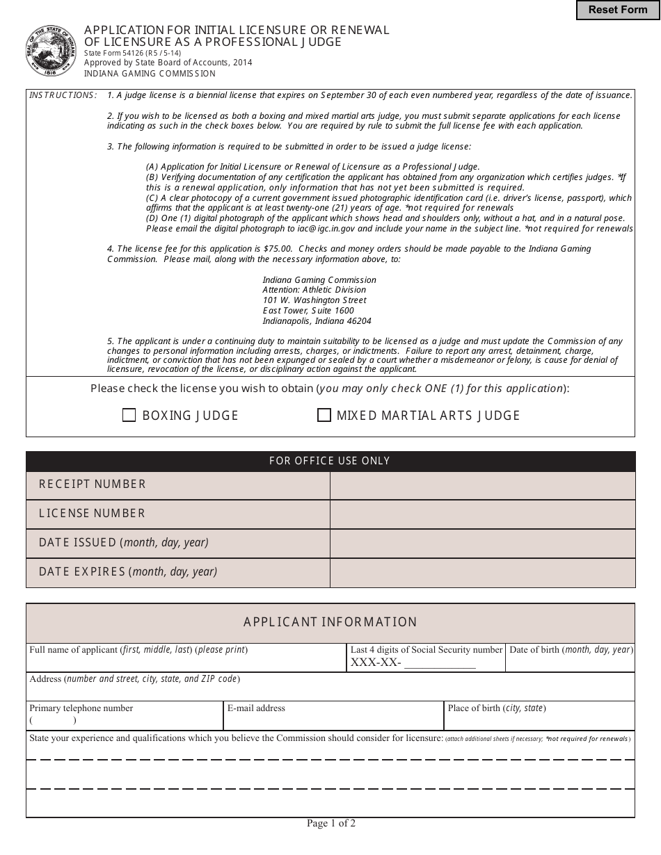 State Form 54126 - Fill Out, Sign Online and Download Fillable PDF ...