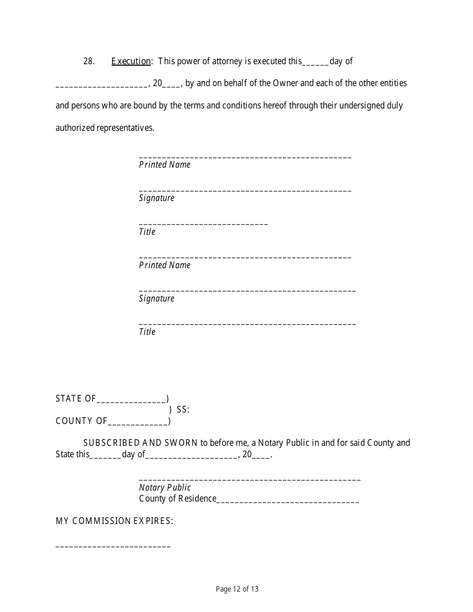State Form 54218 Power of Attorney for the Designation and Appointment of a Trustee for the Purposes of Conducting Casino Gambling Operations - Indiana, Page 12