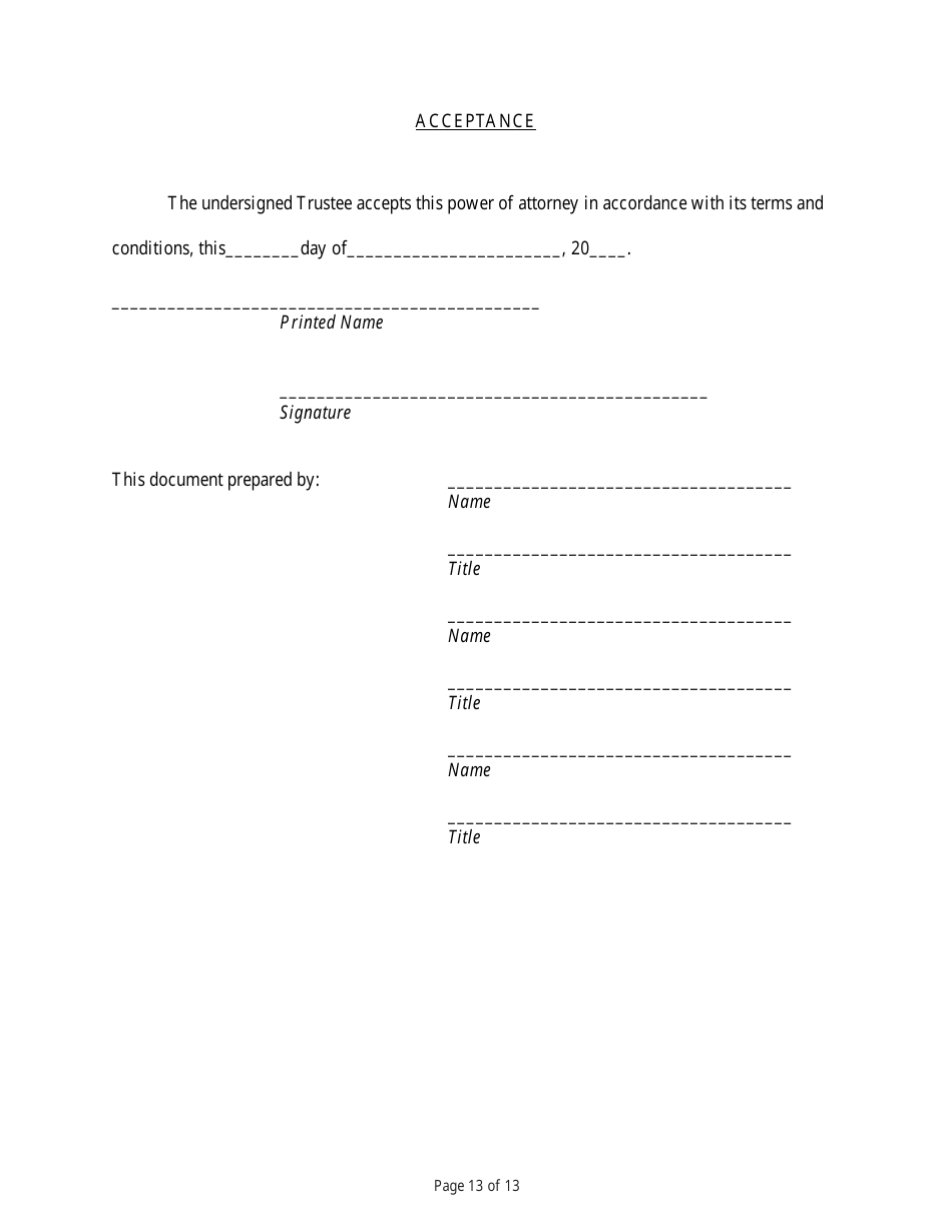 State Form 54218 Power of Attorney for the Designation and Appointment of a Trustee for the Purposes of Conducting Casino Gambling Operations - Indiana, Page 13