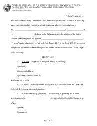 Document preview: State Form 54218 Power of Attorney for the Designation and Appointment of a Trustee for the Purposes of Conducting Casino Gambling Operations - Indiana