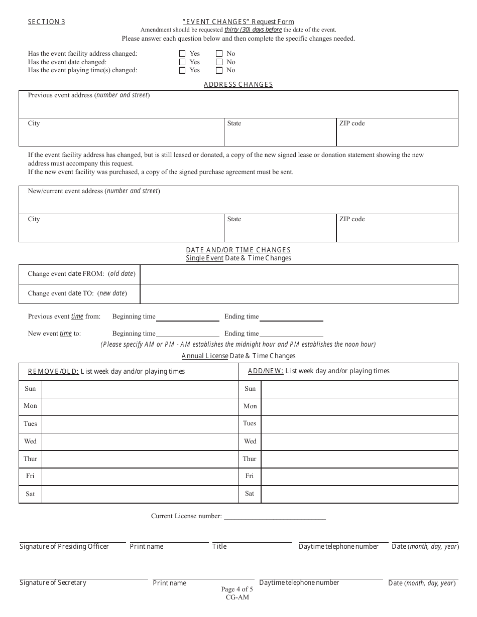 State Form 52682 Cg-Am, License Amendment Request(S) - Indiana, Page 4