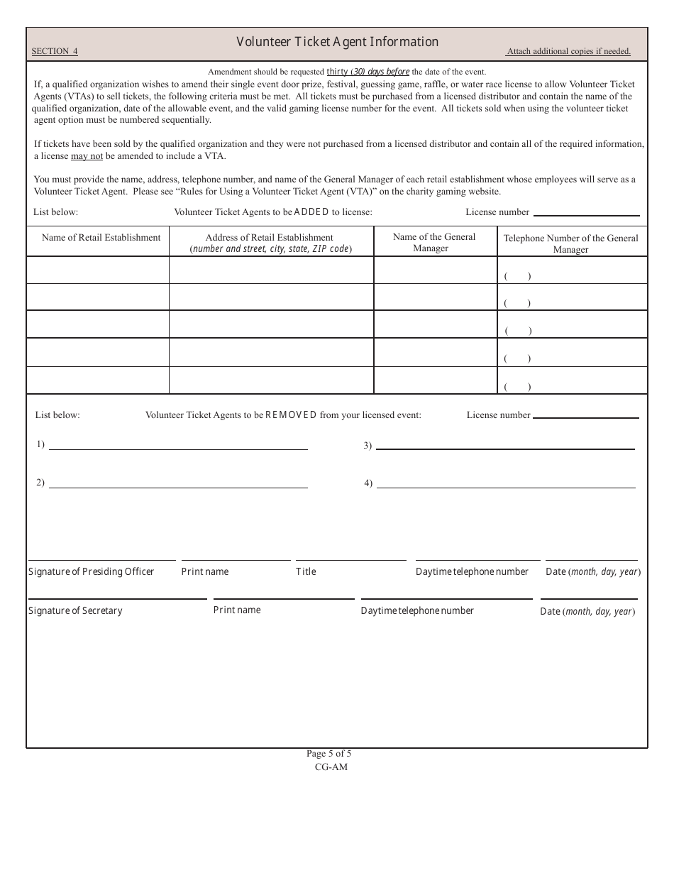 State Form 52682 Cg-Am, License Amendment Request(S) - Indiana, Page 5