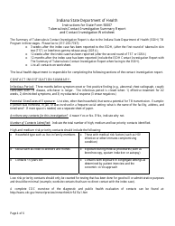 State Form 50007 Tuberculosis Contact Investigation Summary Report and Worksheet - Indiana, Page 4