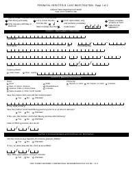 State Form 52589 Perinatal Hepatitis B Case Investigation - Indiana