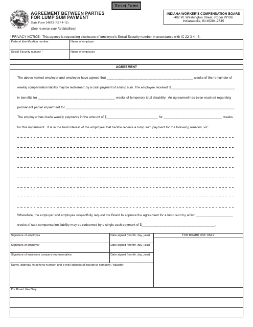 State Form 34873  Printable Pdf