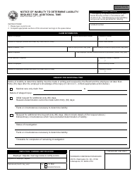 State Form 48557 Notice of Inability to Determine Liability/ Request for Additional Time - Indiana
