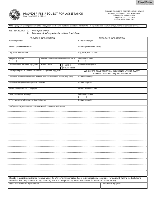 State Form 52875  Printable Pdf
