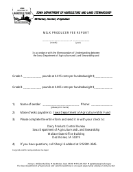 Document preview: Milk Producer Fee Report Form - Iowa