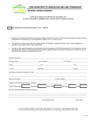 Application to Operate in Iowa as: a Greyhound Commercial Breeder Farm License - Iowa
