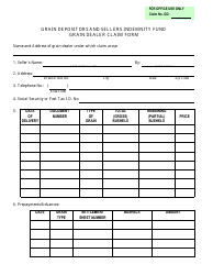 Document preview: Grain Depositors and Sellers Indemnity Fund Grain Dealer Claim Form - Iowa