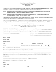 Document preview: Application for a License to Operate an Establishment Under the Iowa Meat Inspection Act - Iowa