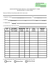 Grain Depositors and Sellers Indemnity Fund Warehouse Claim Form - Iowa