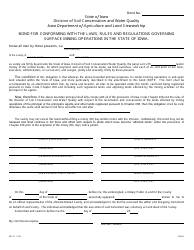 Form MP-03 Bond for Conforming With the Laws, Rules and Regulations Governing Surface Mining Operations in the State of Iowa - Iowa