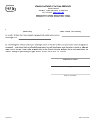 Document preview: DNR Form 542-8048 Affidavit to Store Registered Vessel - Iowa