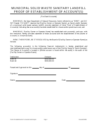 Document preview: Municipal Solid Waste Sanitary Landfill Proof of Establishment of Account(S) - Iowa